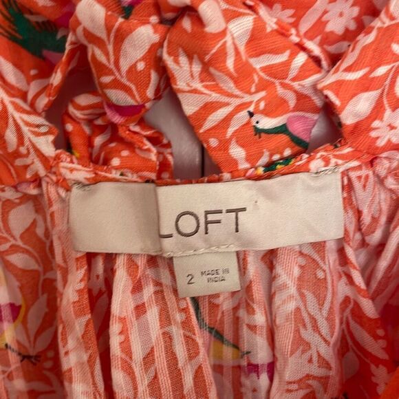 Loft NWOT bird floral peplum tie back tank 2 - Picture 5 of 11